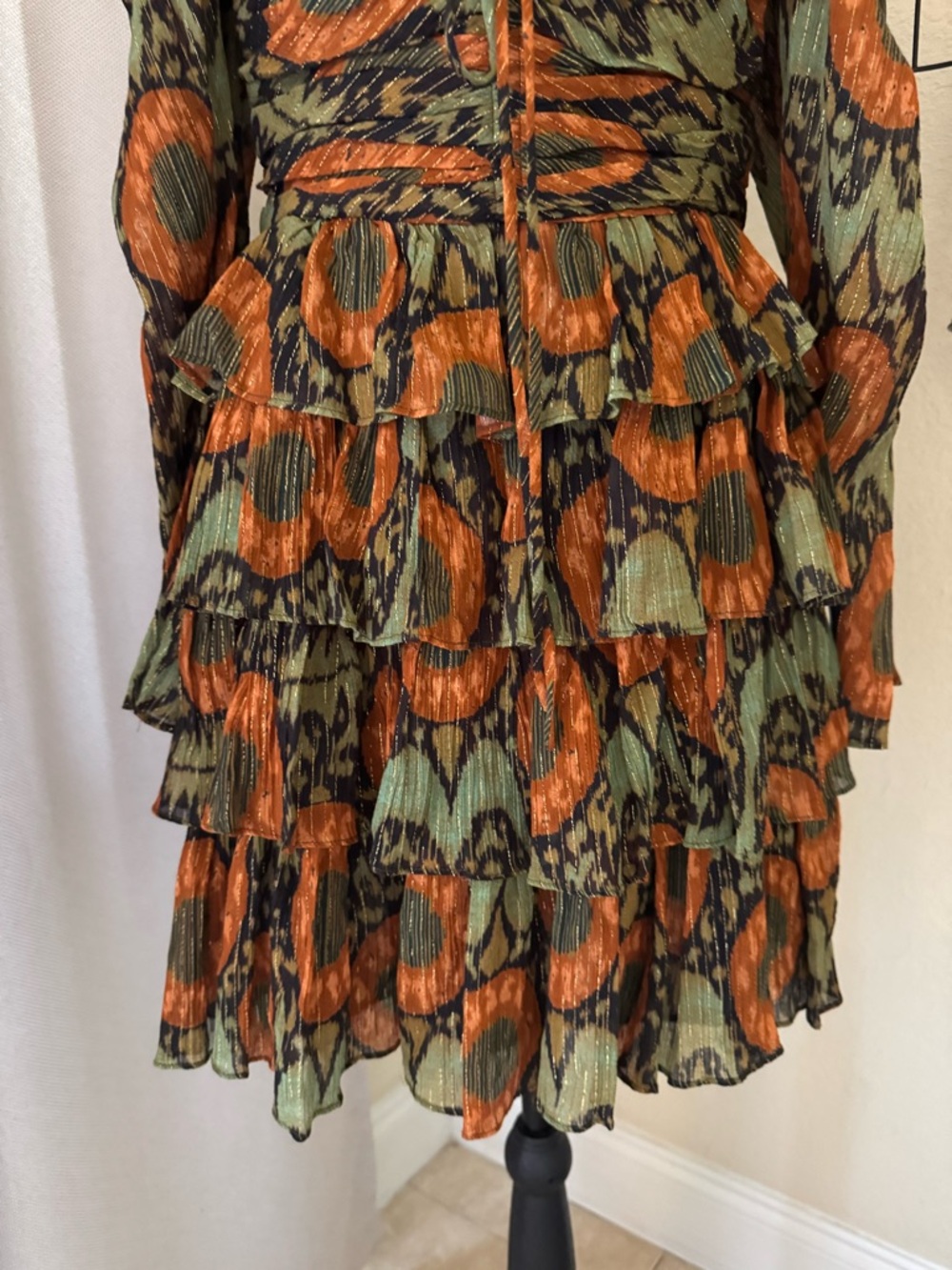Ulla Johnson Naiya Dress Size 4 Metallic Floral Ruffle Mini NWT - Picture 6 of 13